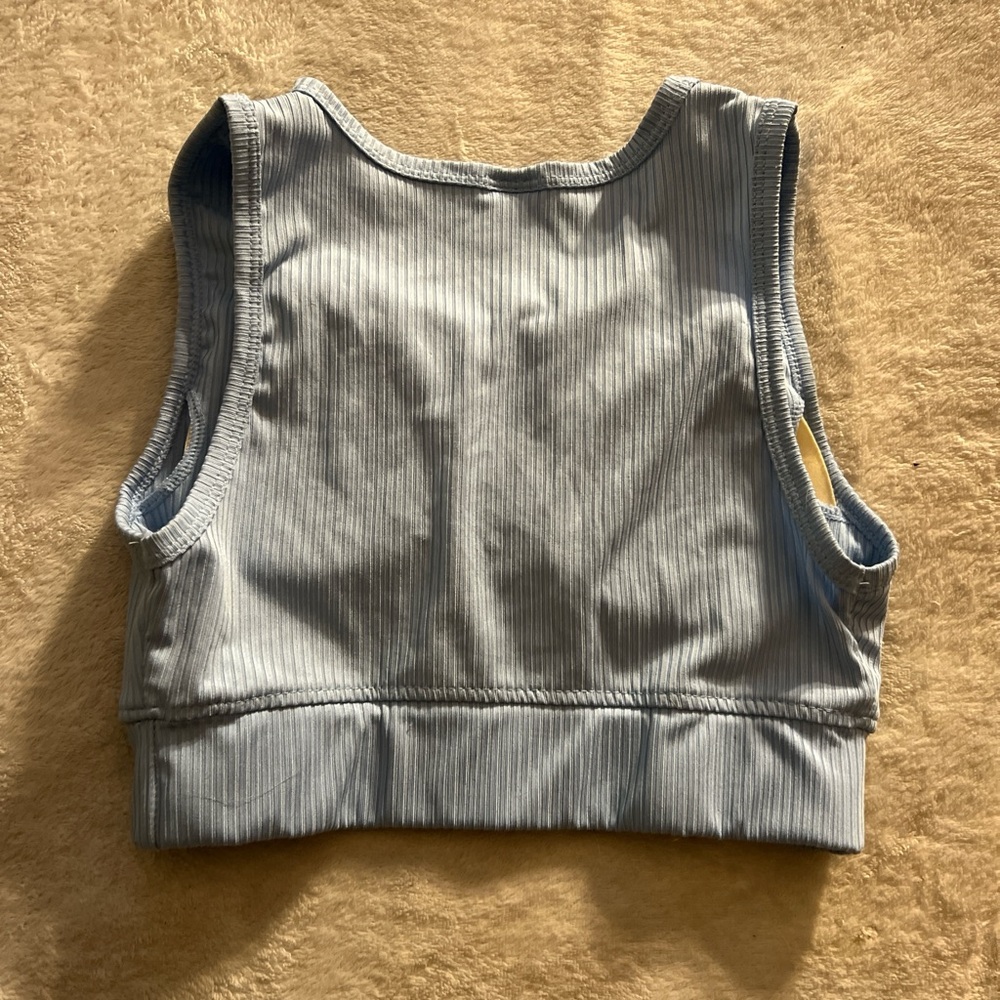 Light Blue Ribbed Tank Top - Picture 3 of 3